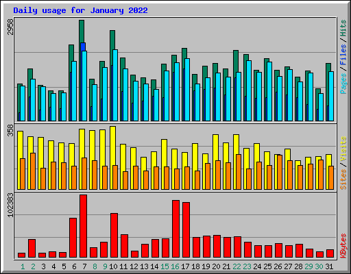 Daily usage for January 2022