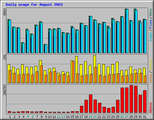 Daily usage for August 2023