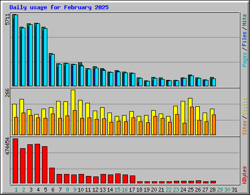 Daily usage for February 2025