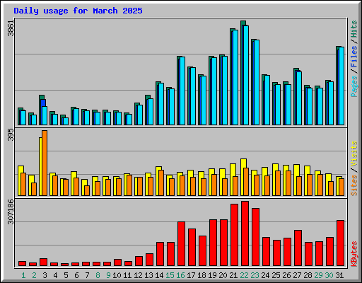 Daily usage for March 2025
