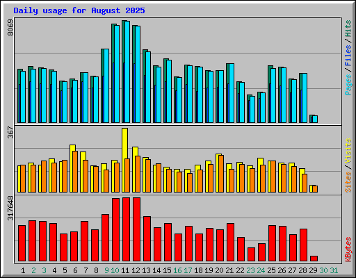 Daily usage for August 2025