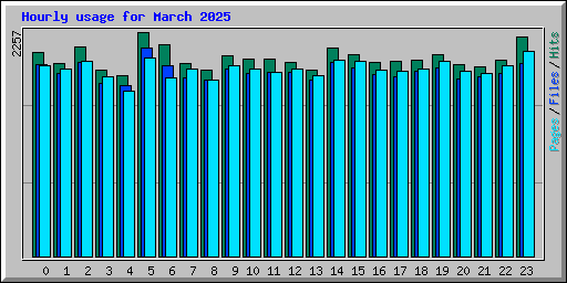 Hourly usage for March 2025